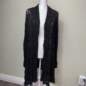 Surrealist USA Black‎ Lace Duster Cardigan Size 1 (S/M) Whimsigoth Romantic Boho